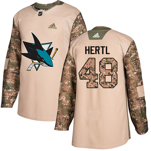 Adidas Sharks #48 Tomas Hertl Camo Authentic Veterans Day Stitched NHL Jersey